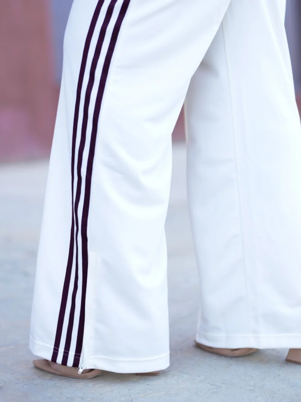 Adidas Cream & Burgundy Track Pants | Size Medium | Like New - Picture 4 of 7